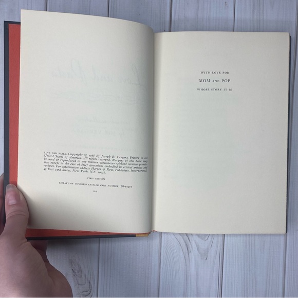 Love And Pasta (Signed) by Joe Vergara First Edition 1968 Hardcover Nonfiction - Picture 4 of 5